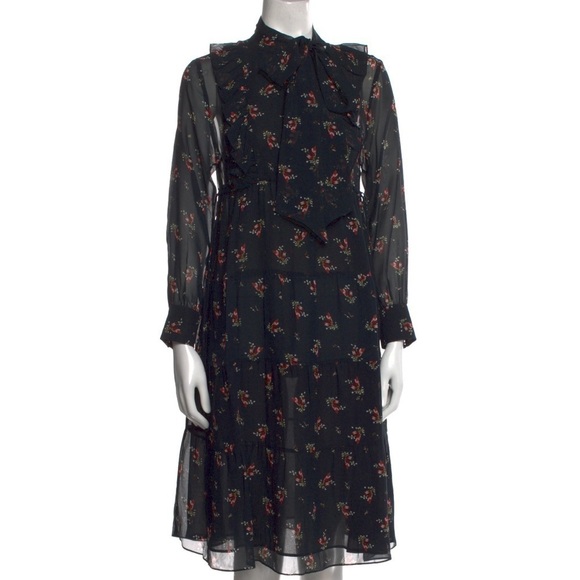 Masscob Floral Print Silk Ruffle Dress Whimsigoth Size XS - Picture 1 of 10
